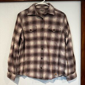 Carhartt Plaid Button Down Shirt - Brown and Cream